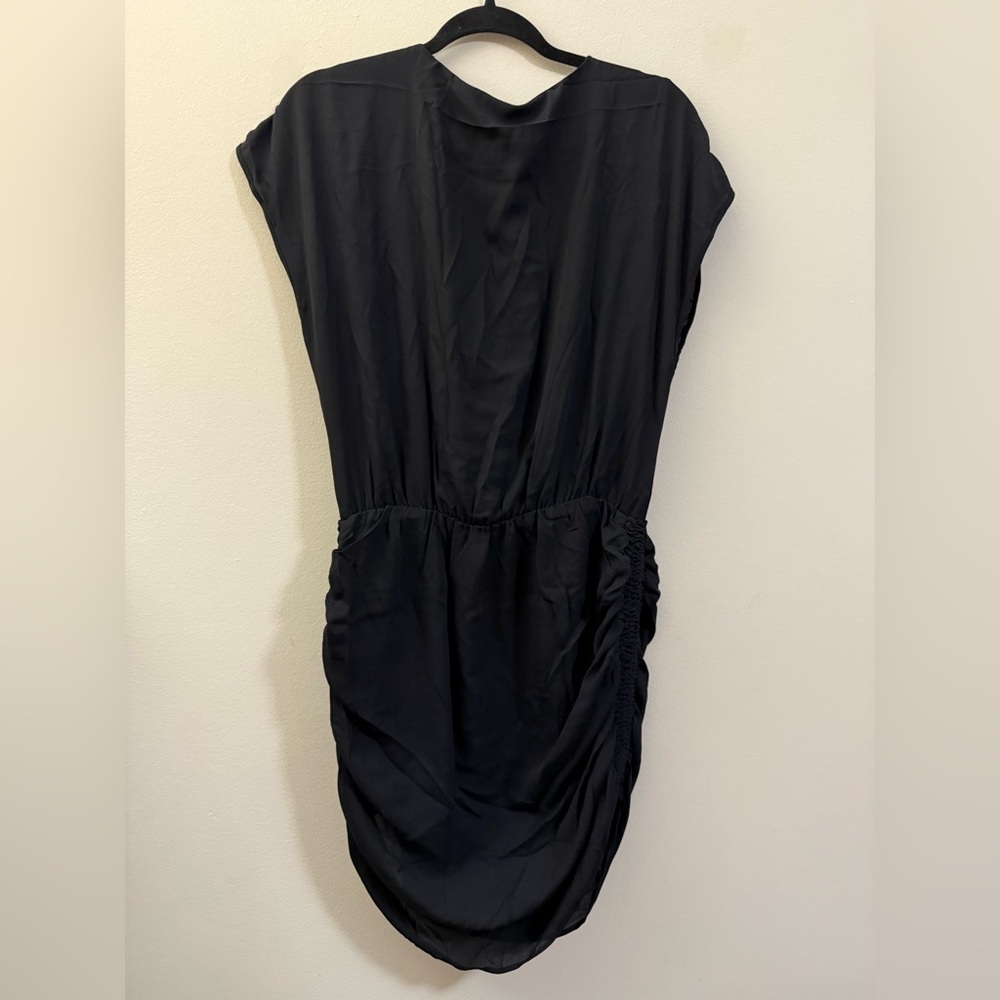 NWT Krisa Revolve Ruched V-Neck Mini Dress in Black - L - Picture 6 of 11